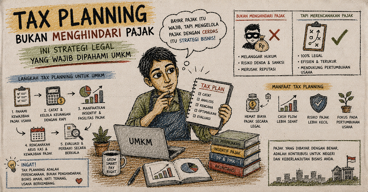 Perencanaan pajak yang baik bukan bertujuan mengurangi kewajiban secara melanggar hukum, melainkan memastikan bisnis membayar pajak secara benar, efisien, dan sesuai aturan.